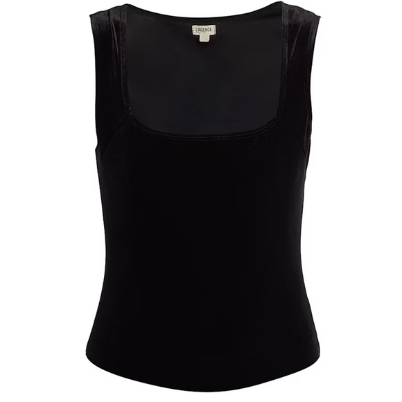 L'AGENCE Kaeli Velvet Square-Neck Tank Top - Picture 1 of 6